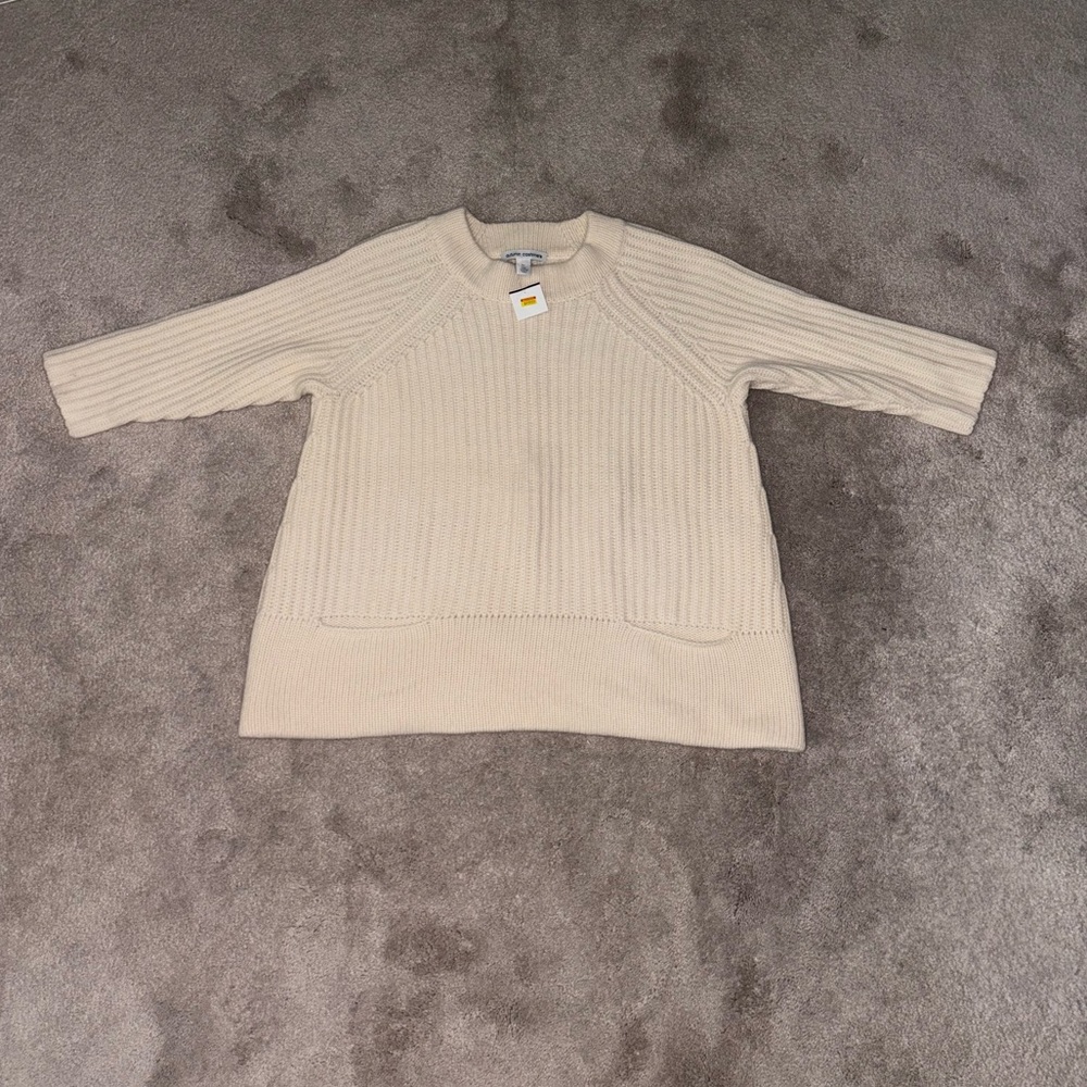 Cream Ribbed Cashmere Sweater